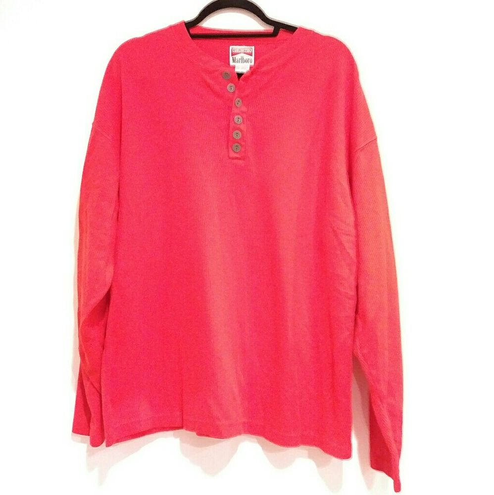 Vintage Marlboro Unlimited Thermal XL red long sleeve ribbed shirt excellent
